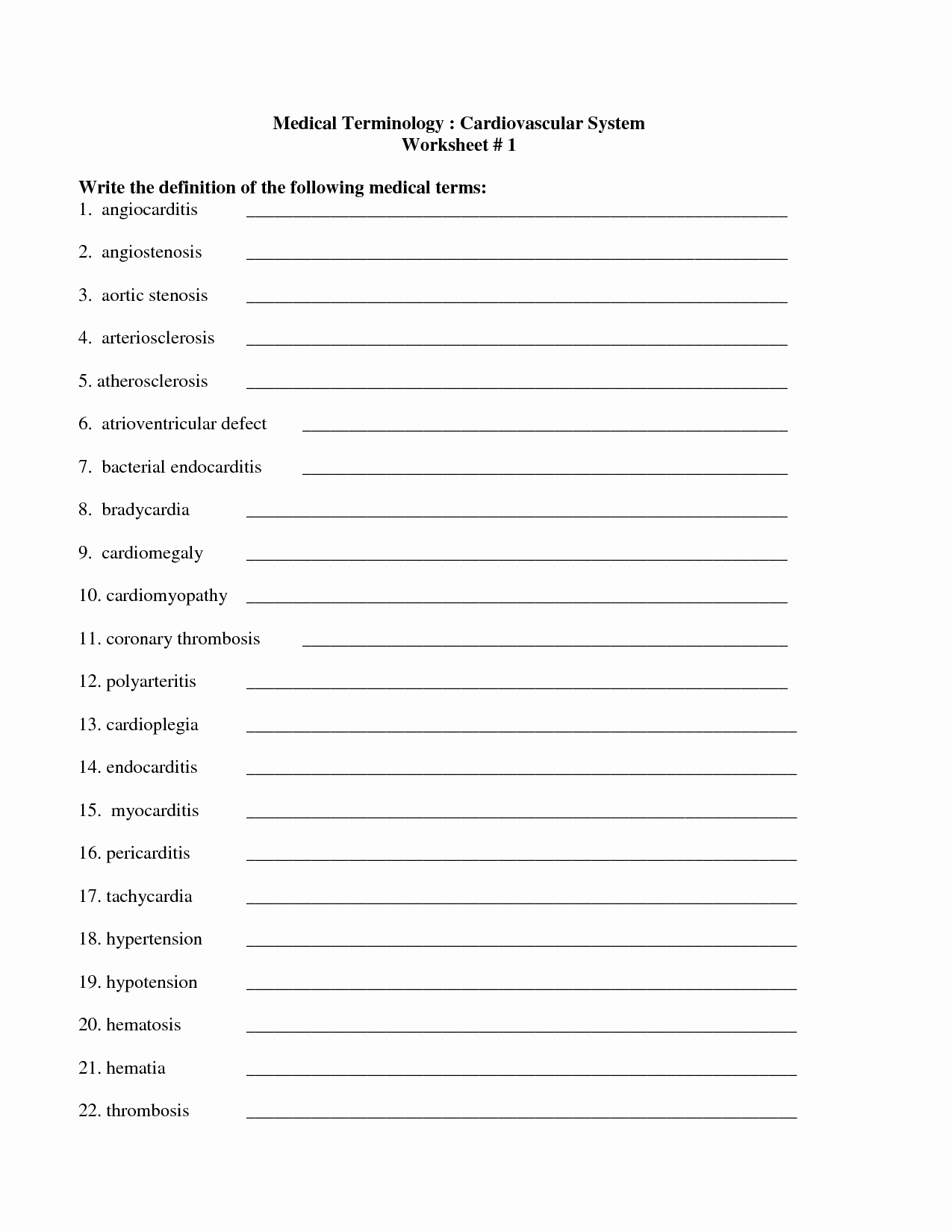 50 Medical Terminology Abbreviations Worksheet