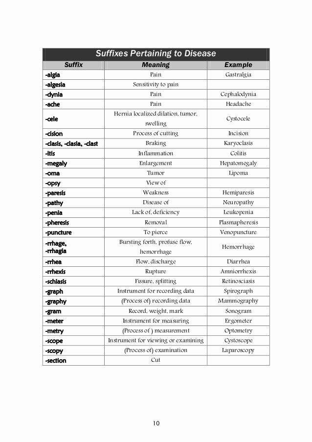 Medical Terminology Suffixes Worksheet Best Of Suffix for Study Breadandhearth