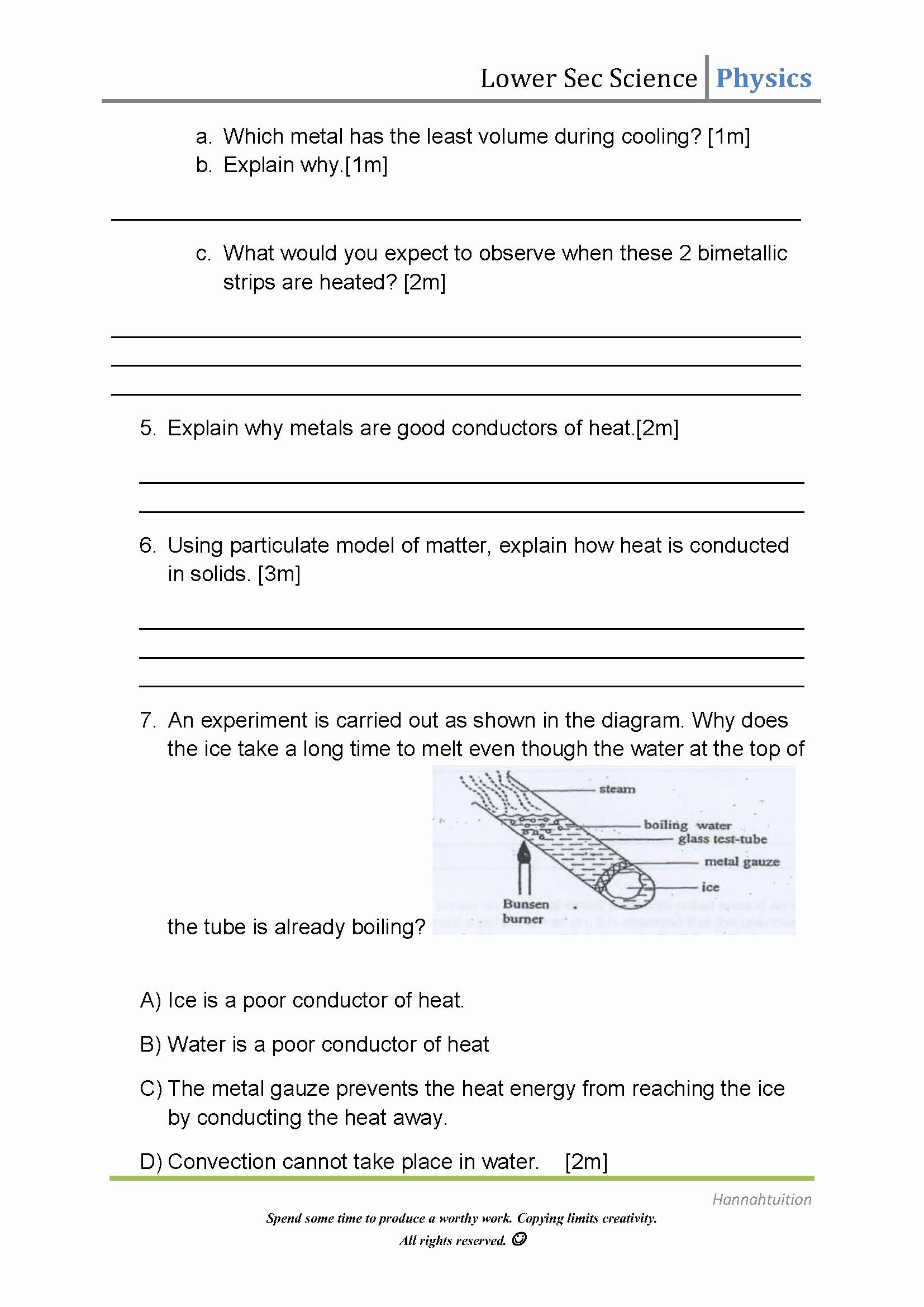 Methods Of Heat Transfer Worksheet