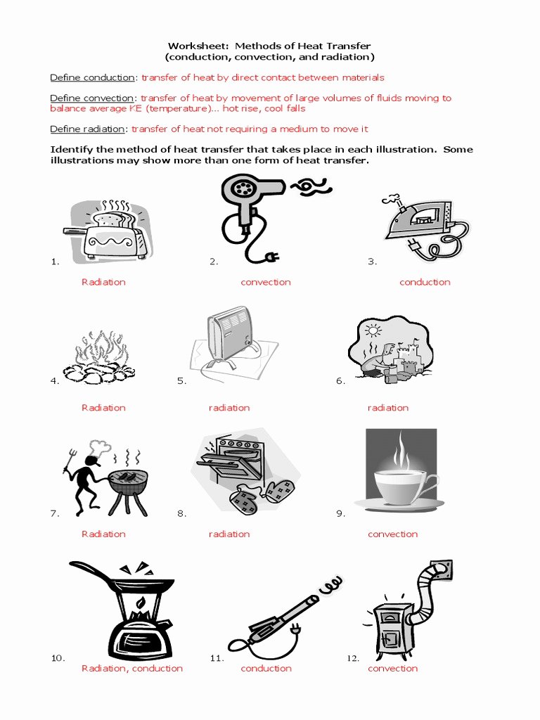 Methods Of Heat Transfer Worksheet Elegant Methods Of Heat Transfer Answers Heat Transfer