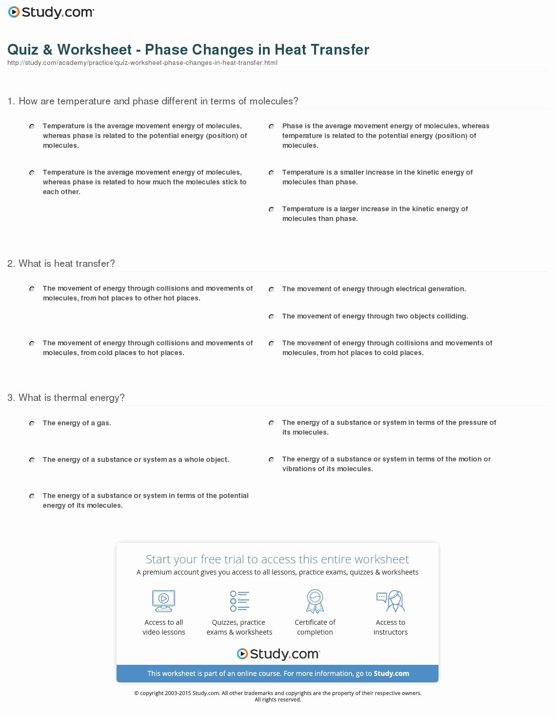 50 Methods Of Heat Transfer Worksheet