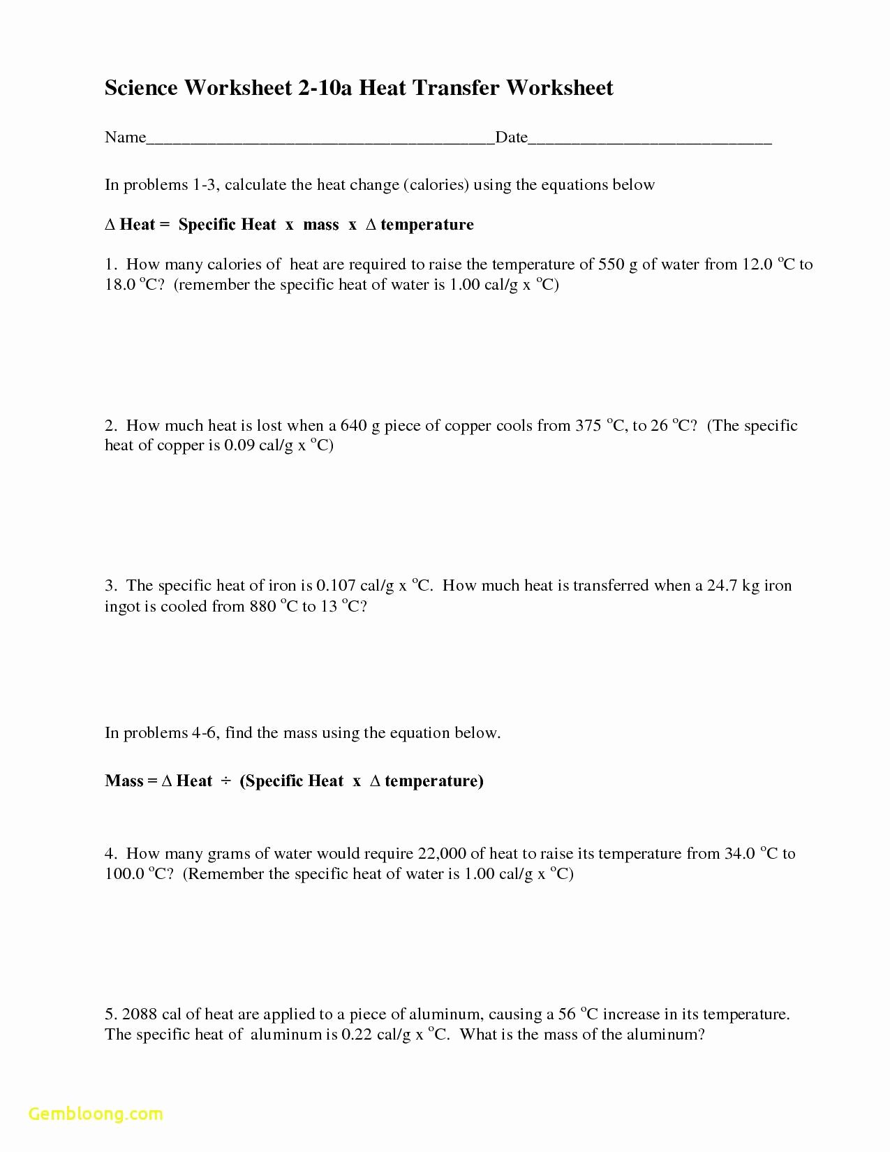 Methods Of Heat Transfer Worksheet New Energy Worksheet 2 Conduction Convection and Radiation