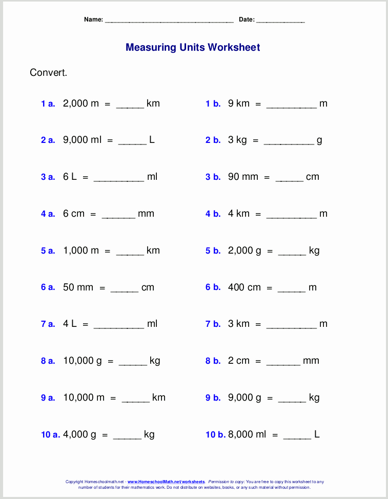 Metric Conversion Worksheet 1 Fresh Metric Measuring Units Worksheets