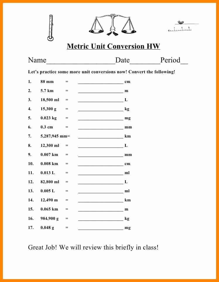 Metric Conversion Worksheet 1 Luxury Metric Conversion Worksheet
