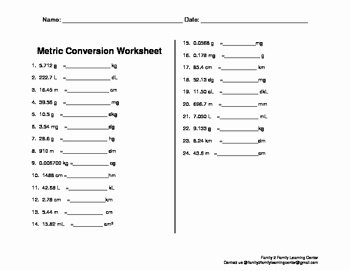 Metric Conversion Worksheet 1 New Metric Conversion Worksheet by Family 2 Family Learning