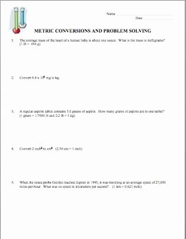 Metric Conversion Worksheet Chemistry Elegant Metric Conversions Using Dimensional Analysis