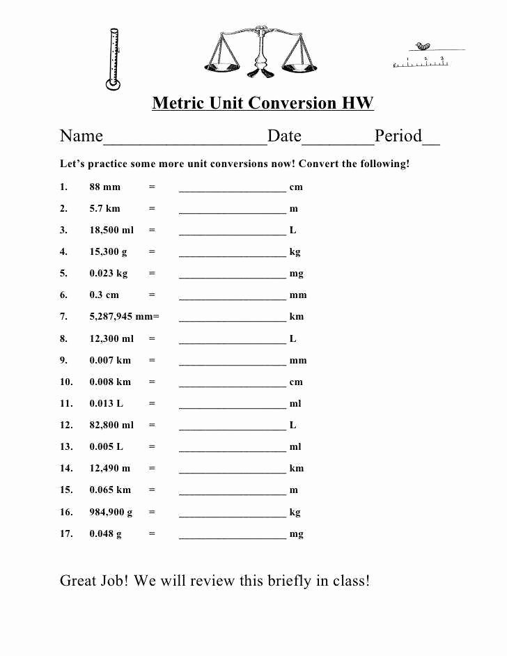 Metric Conversion Worksheet with Answers Awesome Converting Units Worksheet