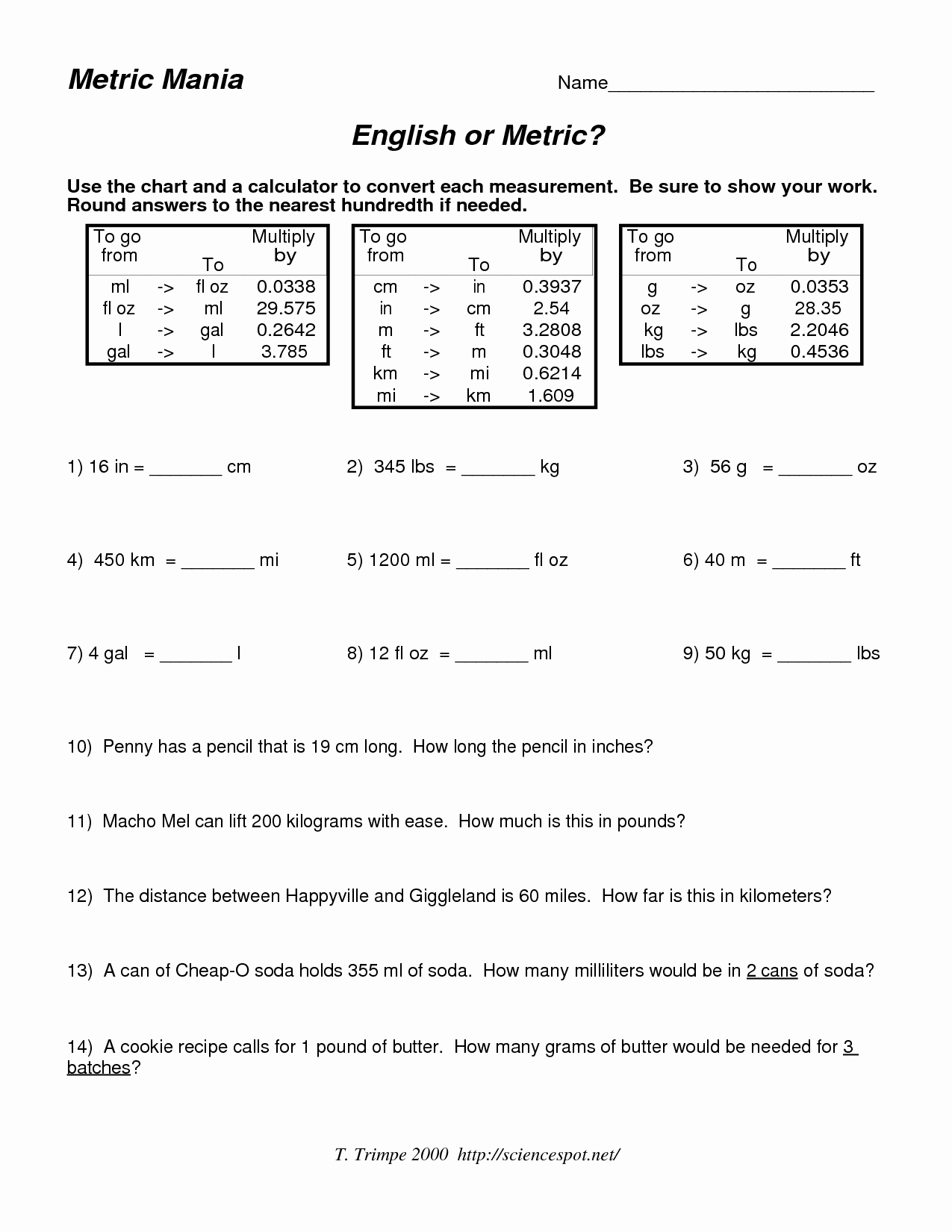 Metric Conversion Worksheet with Answers Best Of 12 Best Of Metric Length Worksheets Metric Unit
