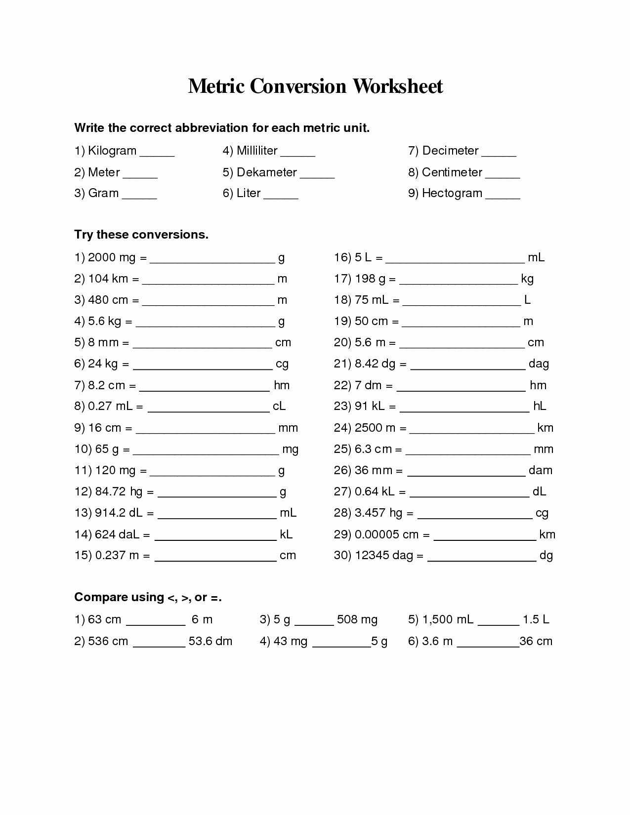 Metric Conversion Worksheet with Answers Lovely 14 Best Of Worksheets Measure Cm Length