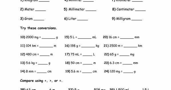 Metric Mania Worksheet Answers Lovely Metric System Charts Printables