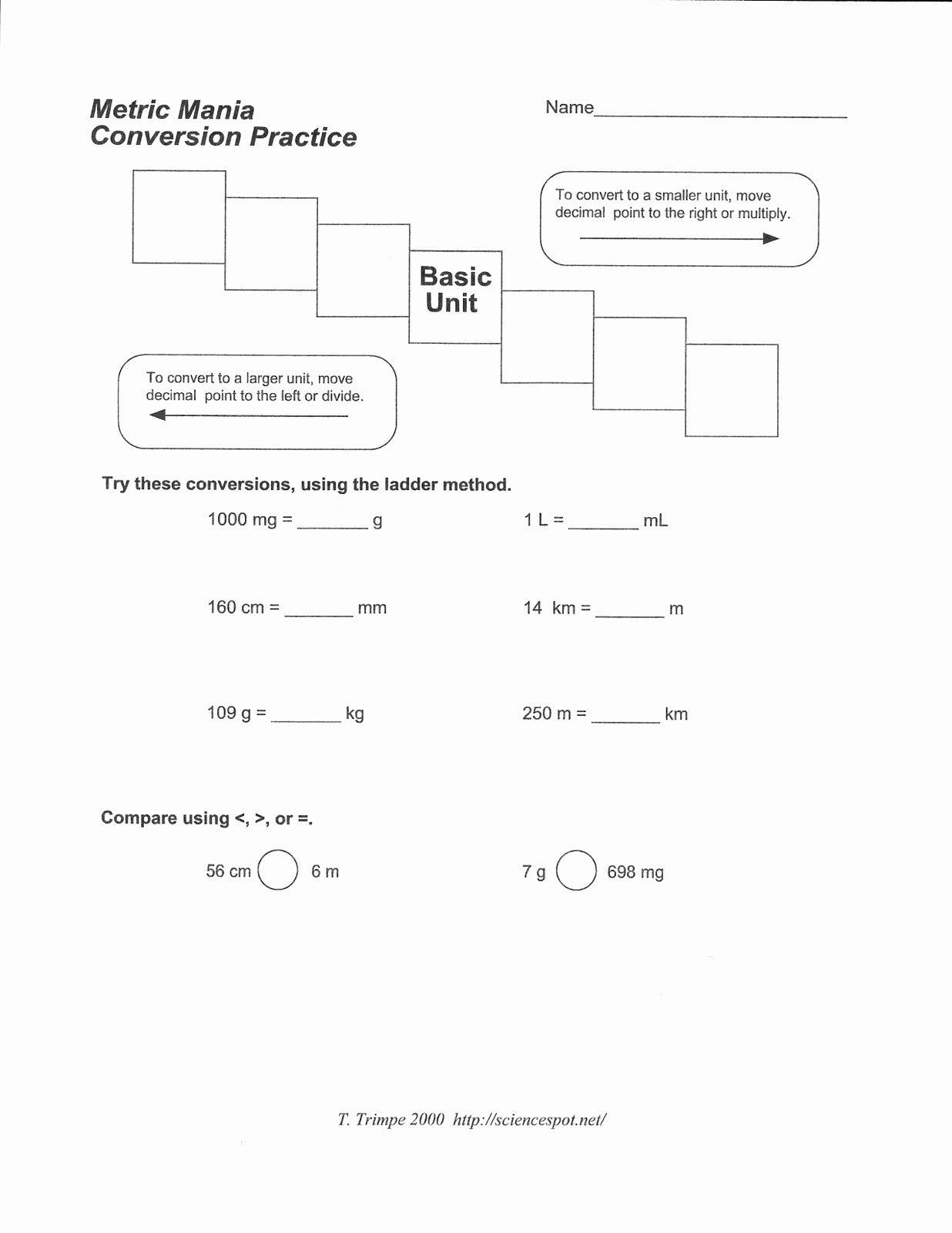 Metric Mania Worksheet Answers Lovely Science Class Metric Mania Conversion Practice