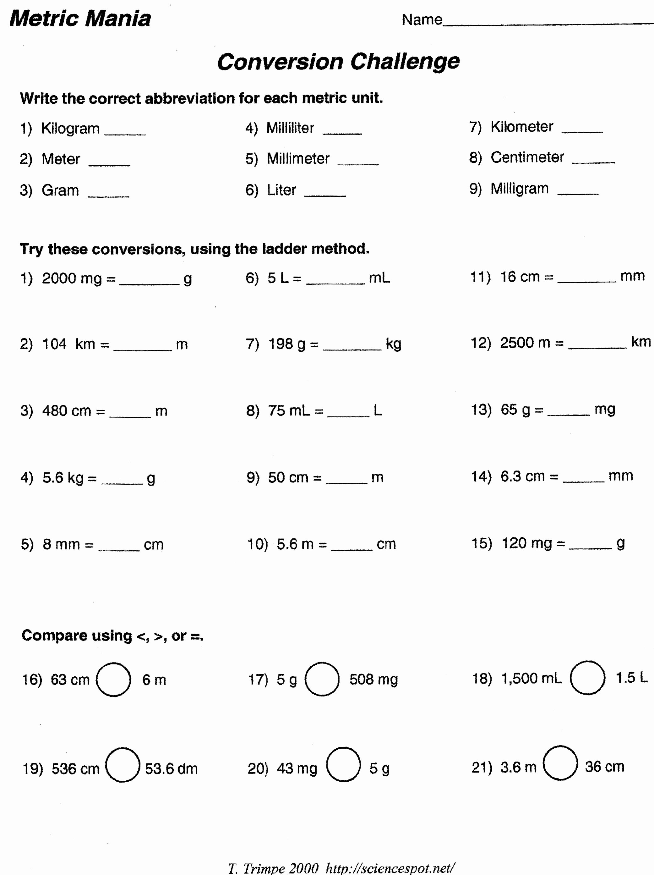 Metrics and Measurement Worksheet Answers Lovely Worksheet Metric to English Conversion Worksheet