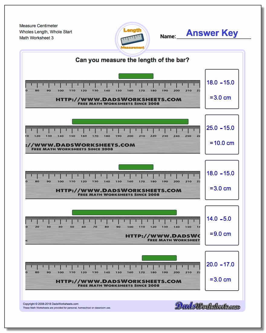 Metrics and Measurement Worksheet Answers Unique Measure Centimeters From wholes