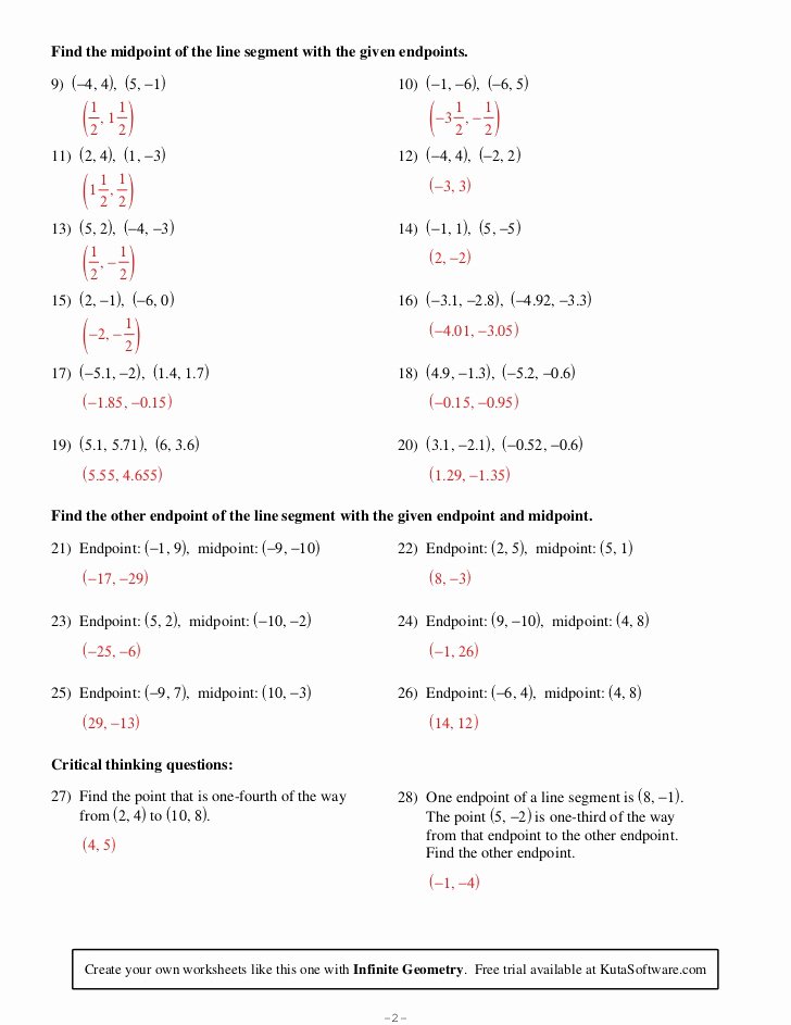 Midpoint and Distance Worksheet Luxury astaño 3