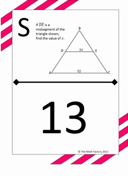 Midsegment Of A Triangle Worksheet Awesome Midsegment theorem In Triangles Scavenger Hunt Activity by