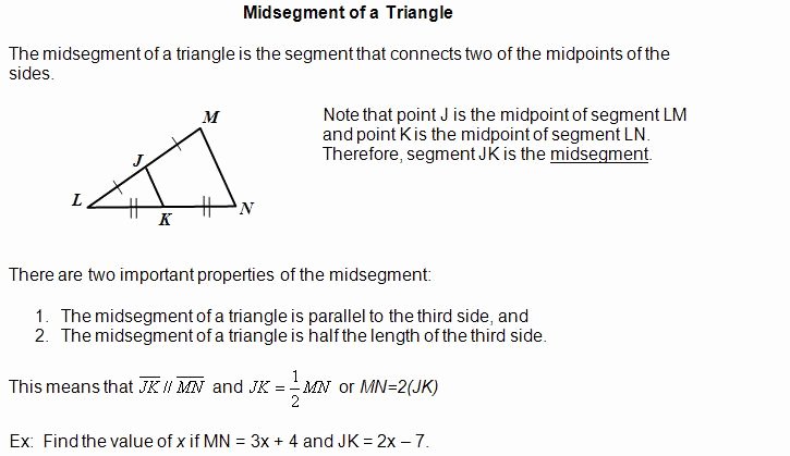 Midsegment Of A Triangle Worksheet Elegant Cosgeometry Lesson 5 01 Triangle Midsegment theorem