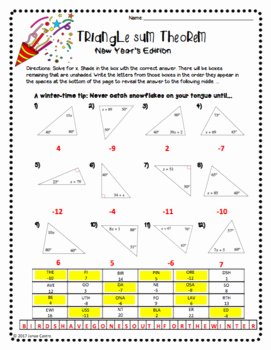 Midsegment theorem Worksheet Answer Key Fresh Geometry New Year Activity Triangle Sum theorem by Sine