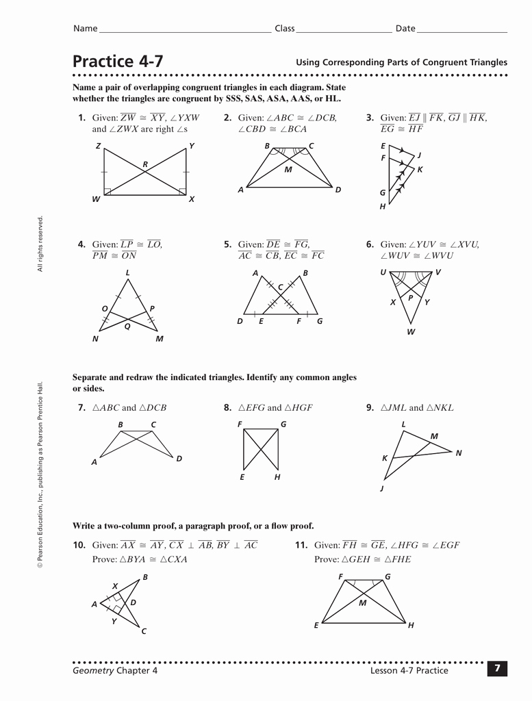 Midsegment theorem Worksheet Answer Key Lovely 4 3 Practice Congruent Triangles Worksheet Answers