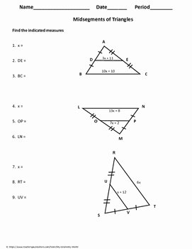 Midsegment theorem Worksheet Answer Key New Midsegments Triangles Worksheet Leafsea