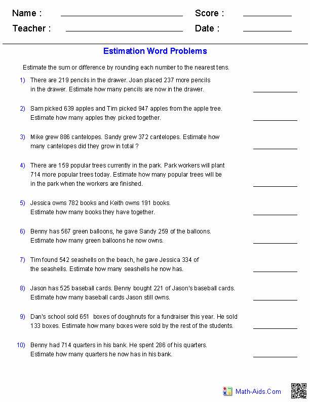 post problem and solution worksheets 3rd