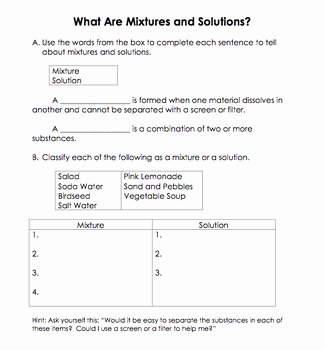 Mixtures and solutions Worksheet Answers Beautiful What are Mixtures and solutions by Lightbulb Moments