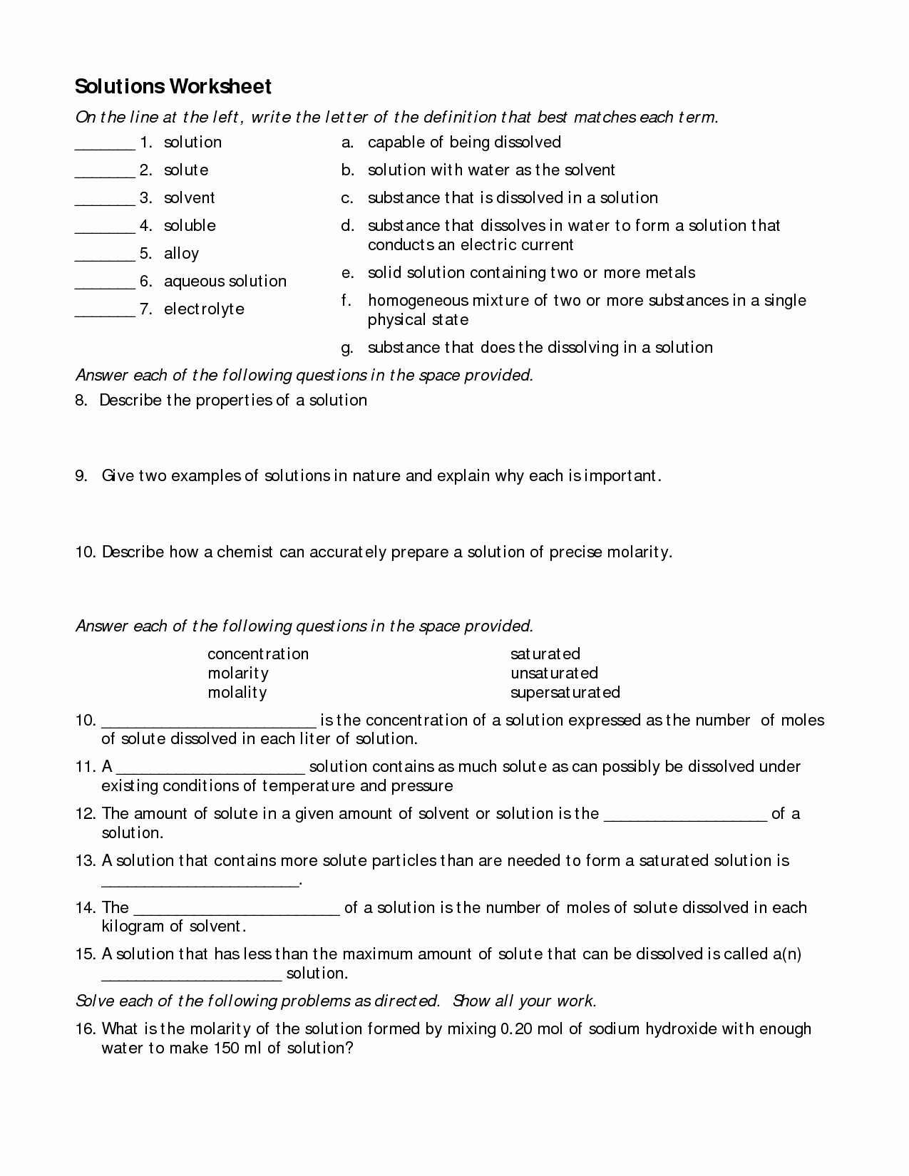 Mixtures and solutions Worksheet Answers New 7 Best Of Mixtures and solutions Worksheets