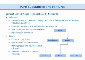 Mixtures and solutions Worksheet Awesome Pure Substances and Mixtures [worksheet] by Good Science