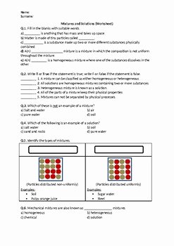 Mixtures and solutions Worksheet Lovely Mixtures and solutions Worksheet by Science Worksheets