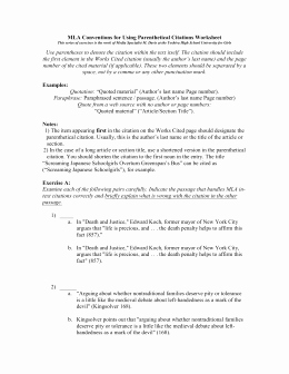 Mla Citation Practice Worksheet Lovely Mla Citing Worksheet