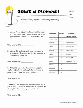 Mohs Hardness Scale Worksheet Beautiful 6th Grade Minerals Worksheet Mohs Scale by Lauren Allen