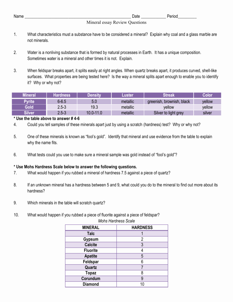Mohs Hardness Scale Worksheet Best Of Worksheet Mohs Hardness Scale Worksheet Grass Fedjp