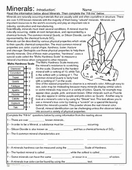 Mohs Hardness Scale Worksheet Elegant Minerals Introduction and Mohs Hardness Scale Activity
