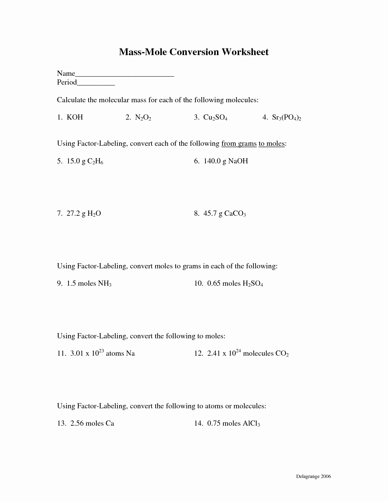 Molar Conversion Worksheet Answers Awesome 10 Best Of Moles and Mass Worksheet Answers Moles