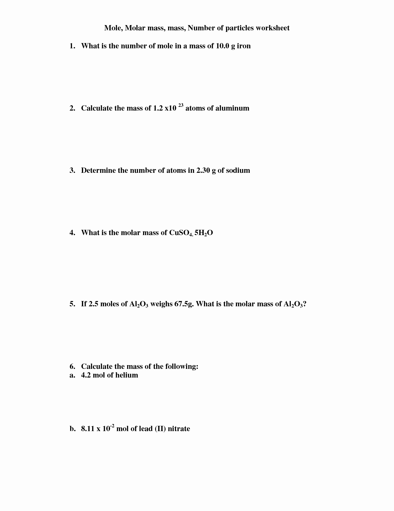 Molar Conversion Worksheet Answers Elegant 10 Best Of Moles and Mass Worksheet Answers Moles