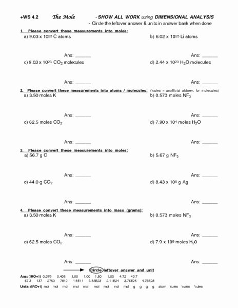 Molar Conversion Worksheet Answers Luxury Ws 4 2 the Mole Lesson Plan for 10th 12th Grade