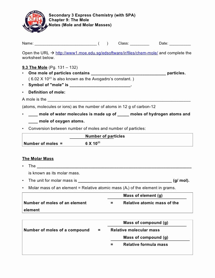 Molar Mass Worksheet Answer Key Beautiful Answer Key to Practice Questions In Notes Mole and Molar