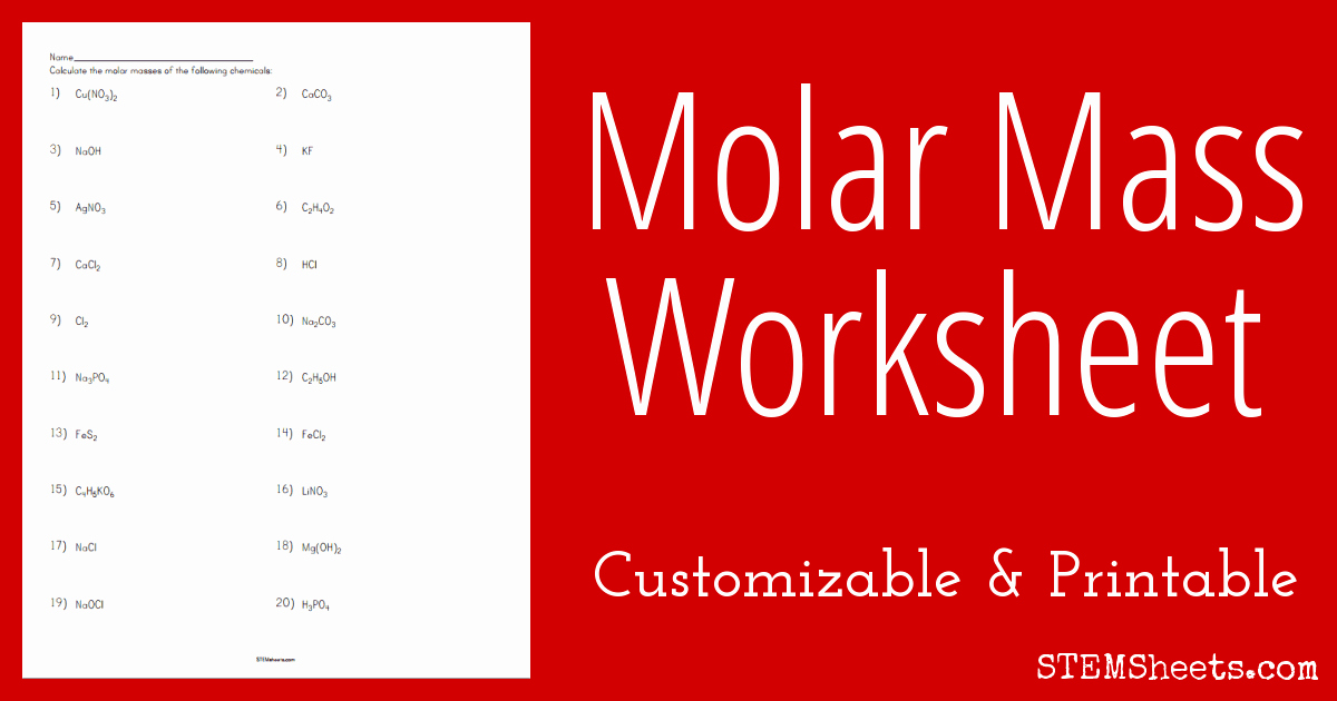 Molar Mass Worksheet Answer Key Elegant Molar Mass Worksheet