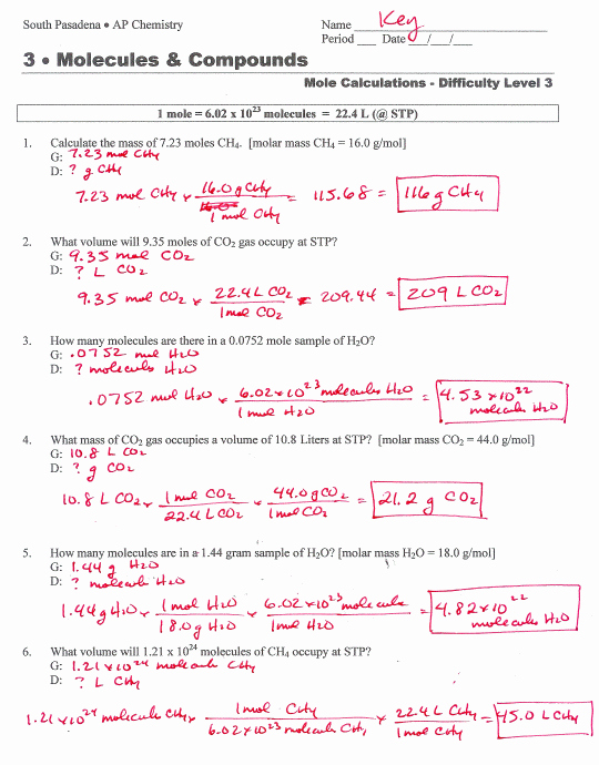 Molar Mass Worksheet Answer Key Fresh Ap Chemistry Page