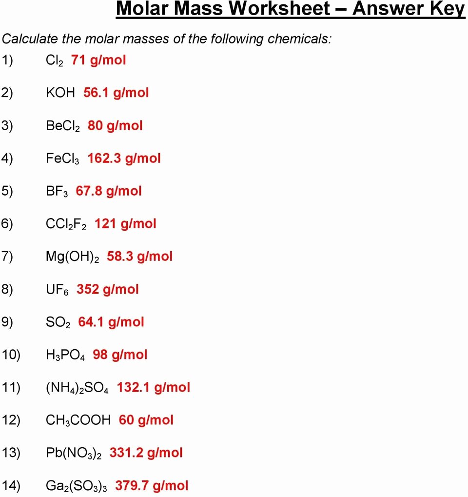 50 Molar Mass Worksheet Answer Key Chessmuseum Template Library