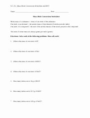 Molar Mass Worksheet Answer Key New Mass Mole Conversions Worksheet Answer Key Molar Mass Of A