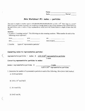 Mole Worksheet #1 Awesome Mole Worksheet Dimensional Analysis 1