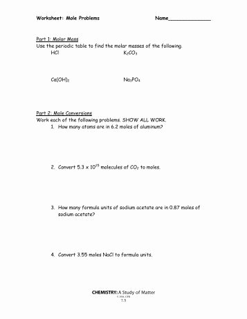 Mole Worksheet #1 Lovely Mole Worksheet Dimensional Analysis 1