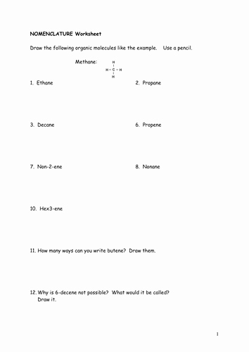 Molecules and Compounds Worksheet Best Of A Level organic Chemistry Naming Molecules Worksheet