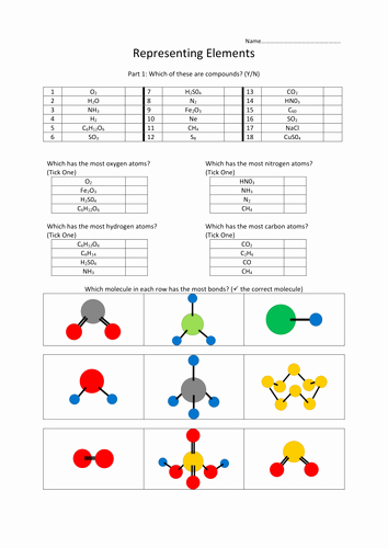 Molecules and Compounds Worksheet Fresh Elements Pounds and Molecules Worksheet by Trafficman