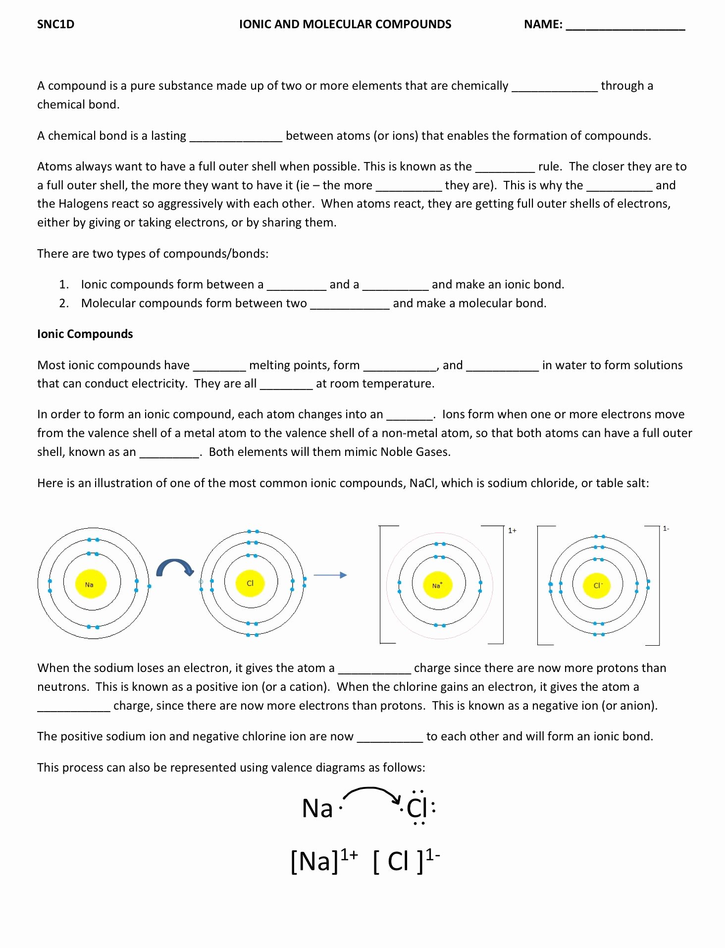 Molecules and Compounds Worksheet Luxury Molecular and Ionic Pounds Note &amp; Worksheet
