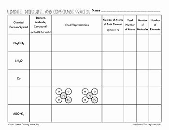 Molecules and Compounds Worksheet New Elements Molecules and Pounds Practice Freebie
