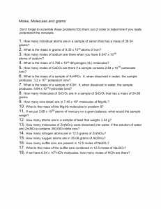 Moles Molecules and Grams Worksheet Fresh Mole Calculation Practice Worksheet Name