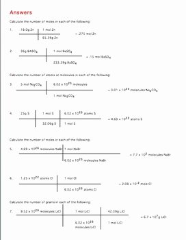 Moles Molecules and Grams Worksheet Lovely Mole Practice Worksheet 3 Moles Molecules and Mass