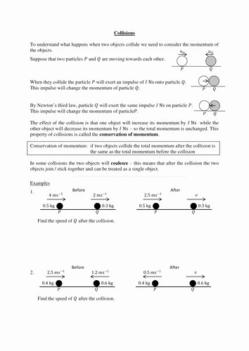 Momentum and Collisions Worksheet Answers Beautiful Momentum Worksheet