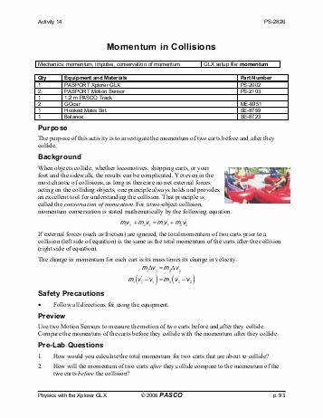 Momentum and Collisions Worksheet Answers Best Of Conservation Momentum Worksheet